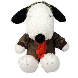 Vintage Build A Bear Peanuts Snoopy Flying Ace Aviator Plush 17” Jacket Scarf